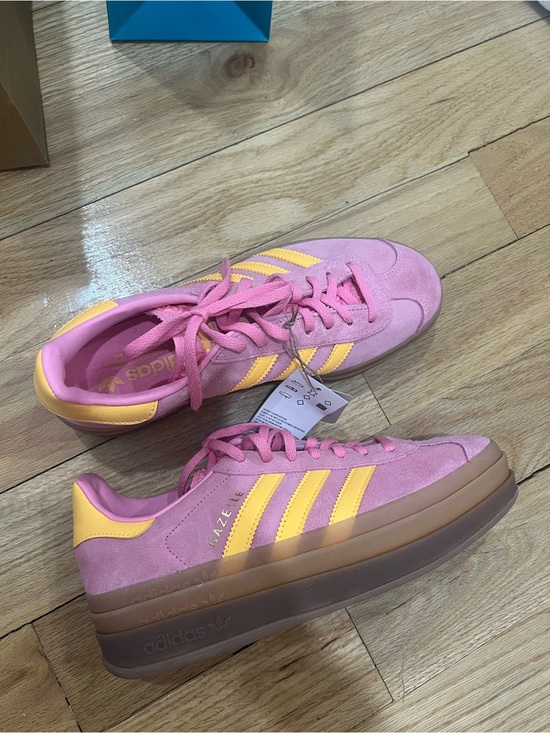 adidas Shoes - adidas Pink and Yellow Gazelle Platform Sneakers